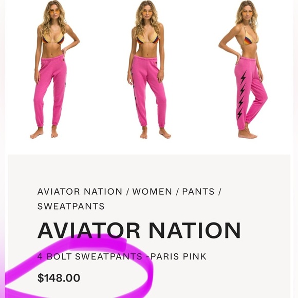 Aviator Nation Women’s Paris Pink 4 Bolt Sweatpants/Joggers | PRELOVED 🩷🩷 - Picture 6 of 12
